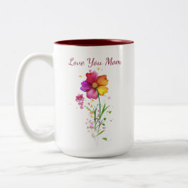 Love You Mom Floral – Mother’s Day Gift ツートーンマグカップ