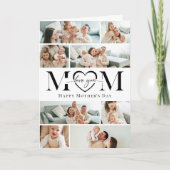 Love You Mom Heart Photo Collage Mother's Day カード (正面)