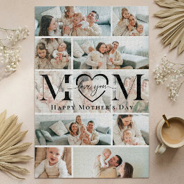 Love You Mom Heart Photo Collage Mother's Day ジグソーパズル