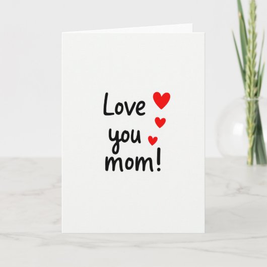 Love You Mom Heartfelt Script Card カード (正面)