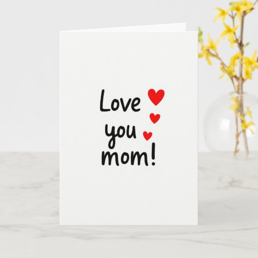Love You Mom Heartfelt Script Card カード (黄色い花)