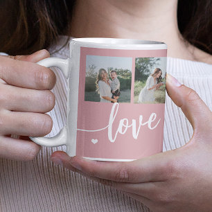 Love you mom Mothers Dayフォトコラージュのスクリプト コーヒーマグカップ