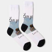 love you mom mothers day add photo name simple ソックス (右)