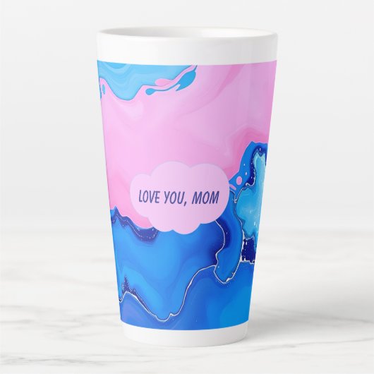 Love You Mom Pastel Fluid Art Design  カフェラテマグ (正面)