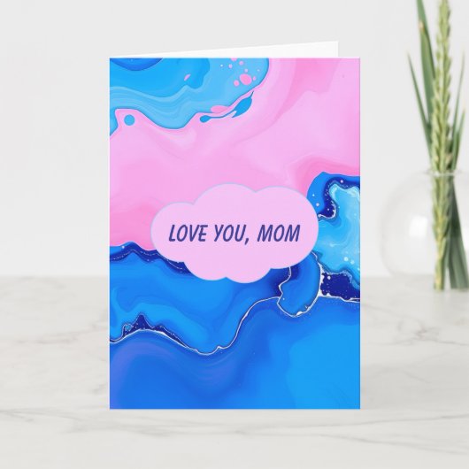 Love You Mom Pastel Fluid Art Design  カード (正面)