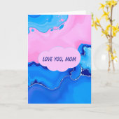 Love You Mom Pastel Fluid Art Design  カード (黄色い花)