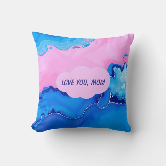 Love You Mom Pastel Fluid Art Design  クッション (正面)