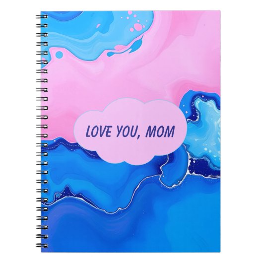 Love You Mom Pastel Fluid Art Design  ノートブック (正面)