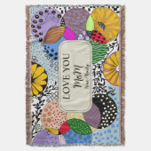 "Love You Mom" Personalized Abstract Throw Blanket スローブランケット (正面縦)