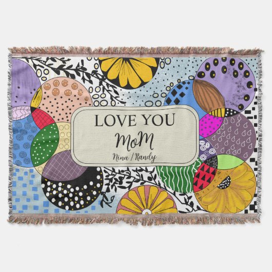 "Love You Mom" Personalized Abstract Throw Blanket スローブランケット (正面)