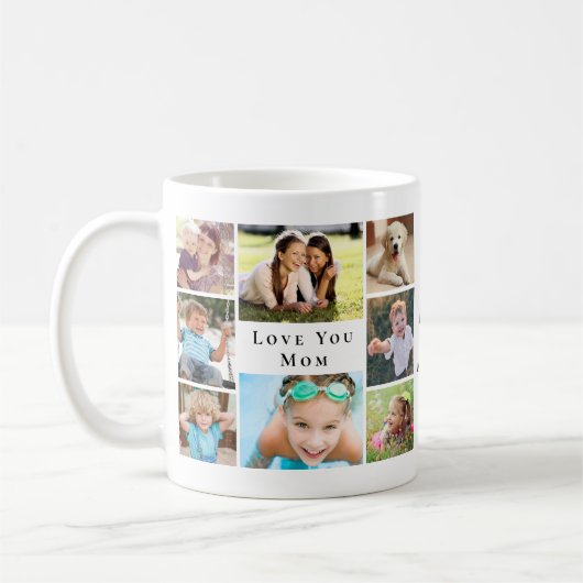 Love You Mom Photo Collage コーヒーマグカップ (左)