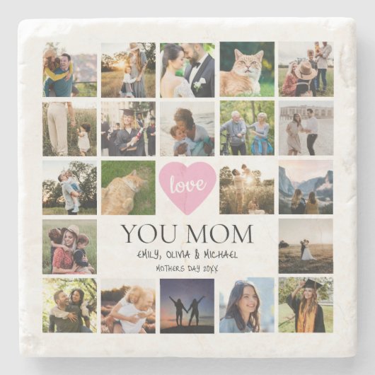 Love You Mom Photo Collage Mothers Day ストーンコースター (正面)