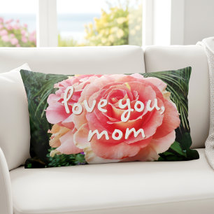 Love You Mom Pink Roseフォトスクリプトはっきりしたモダン ランバークッション