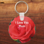 Love You Mom Red Rose Flower キーホルダー (正面)