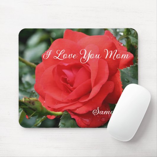 Love You Mom Red Rose Flower Personalized マウスパッド (マウス)