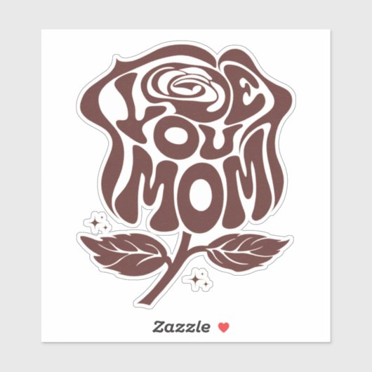 Love You Mom Rose Typography シール (シート)