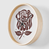 Love You Mom Rose Typography 壁時計 (傾斜)