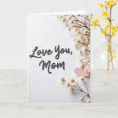 Love You Mom Script Shadow Card カード (黄色い花)