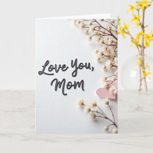 Love You Mom Script Shadow Card カード (黄色い花)