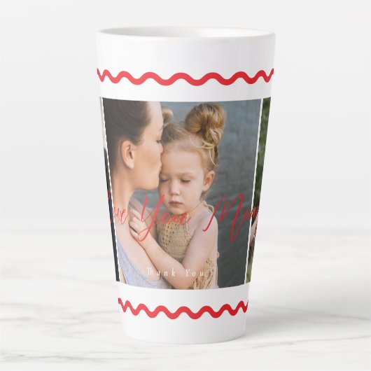 Love You Mom Thank You Photo カフェラテマグ (正面)