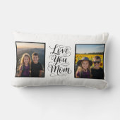 Love You Mom Two Photo Modern Keepsake ランバークッション (裏面)