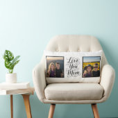 Love You Mom Two Photo Modern Keepsake ランバークッション (椅子)