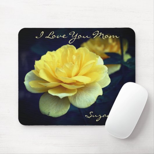 Love You Mom Yellow Rose Flower Personalized マウスパッド (マウス)