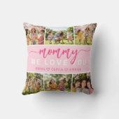 Love You Mommyかわいいピンクのフォトコラージュ クッション (裏面)