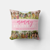 Love You Mommyかわいいピンクのフォトコラージュ クッション (正面)
