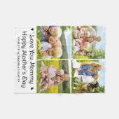 Love You MOMMYカスタム母の日4写真コラージュ フリースブランケット (正面(横))