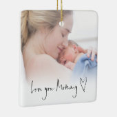Love You Mommyスクリプトモダンハートフォトオーバーレイ セラミックオーナメント (右)