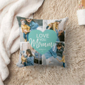 Love You 'Mommy'フォトコラージュカスタムハート クッション (ブランケット)
