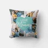 Love You 'Mommy'フォトコラージュカスタムハート クッション (正面)