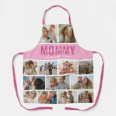 Love You Mommyフォトコラージュピンク エプロン (正面)