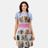 Love You Mommyフォトコラージュピンク エプロン (着用した状態)