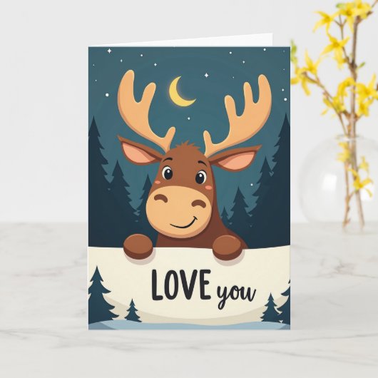 Love You Moose Card カード (黄色い花)