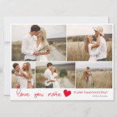 Love you moreフォトコラージュ赤いハートバレンタイン シーズンカード (正面)