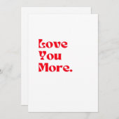 Love You More Bold Red Romantic Typography  シーズンカード (正面/裏面)