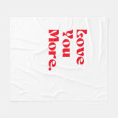 Love You More Bold Red Romantic Typography  フリースブランケット (正面(横))