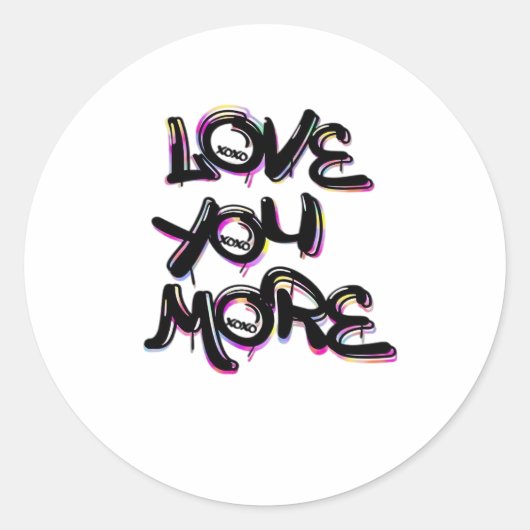 Love You More Clean Modern Design  ラウンドシール (正面)