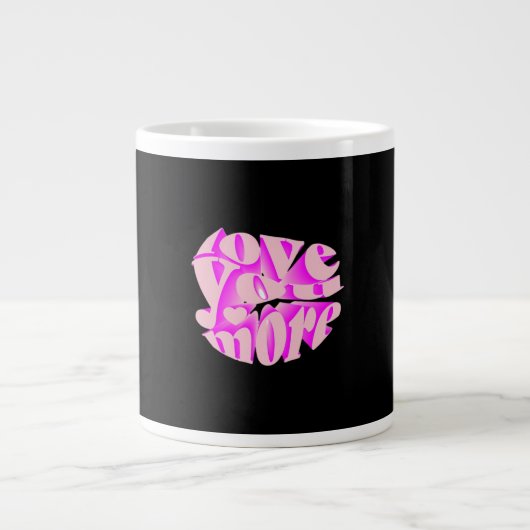 Love You More Clean Typography  ジャンボコーヒーマグカップ (正面)