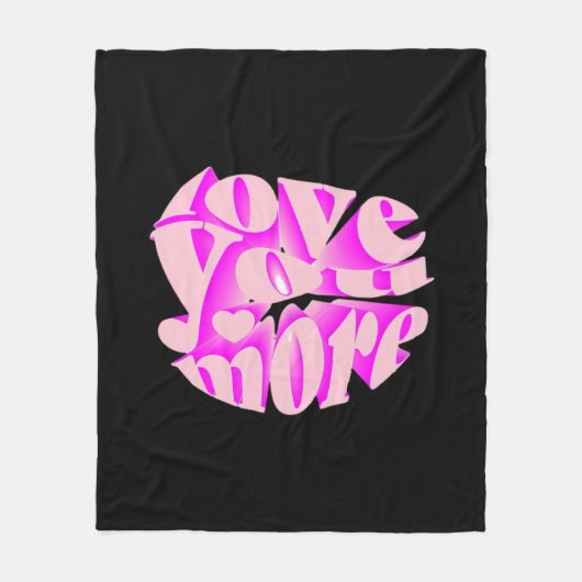 Love You More Clean Typography  フリースブランケット (正面)
