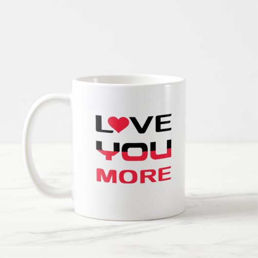 Love You More Flat Bold Black Red Typography  コーヒーマグカップ (左)