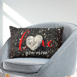 Love You More Hawaiiビーチとコーラルハート写真 ランバークッション