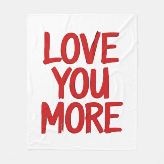 Love You More Minimal Heartfelt Design  フリースブランケット (正面)