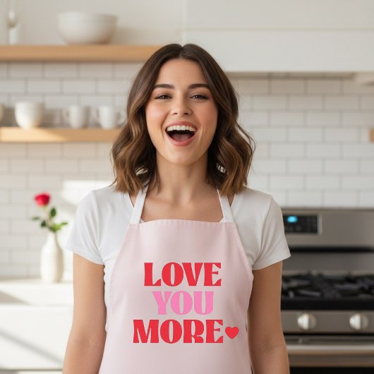 Love You More Pink Cute Valentine  エプロン
