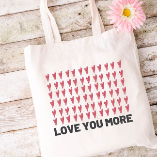 Love You More Red And Pink Heart Pattern  トートバッグ