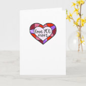 Love You More Stained Glass Heart Mosaic Artistic  カード (黄色い花)