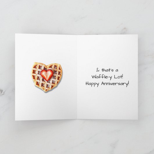 Love you more than Waffles | Happy Anniversary  カード (内部)