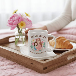 Love You Mother Home is Where Mom is Floral Mug コーヒーマグカップ
